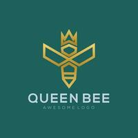 rainha abelha logotipo cor linha arte vetor
