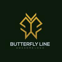 borboleta linha logotipo luxo ouro cor vetor