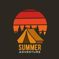 vetor do verão acampamento aventura dentro natureza perfeito para imprimir, etc