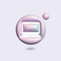 computador portátil ícone com dentro círculo brilhante pastel cor dentro 3d estilo realista vetor arte