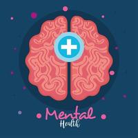 conceito de saúde mental, com cérebro, mente positiva