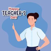 feliz dia mundial dos professores e professora jovem vetor