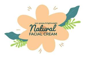 natural facial creme, não gorduroso e leve vetor