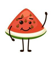 fatia do melancia, desenho animado personagem com sorrir vetor