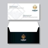 maquete de marca de identidade corporativa, maquete de envelope preto com sinal dourado vetor