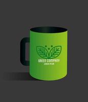 maquete da marca da identidade corporativa, maquete verde da caneca, sinal verde da empresa vetor