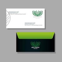 maquete da marca da identidade corporativa, maquete verde do envelope e do documento, sinal verde da empresa vetor