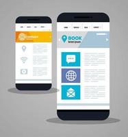 mockup responsive web, conceito de desenvolvimento de sites em diferentes smartphones vetor