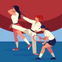 mulheres praticando esportes diferentes vetor
