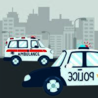 ambulância e carro de polícia vetor