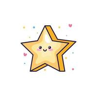 Estrelas fofas mágicas com decoração de corações no estilo kawaii vetor