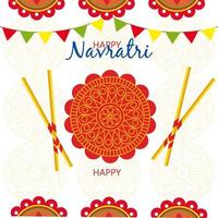 pôster de celebração navratri feliz com decoração vetor