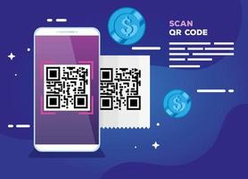 ler código qr com smartphone vetor