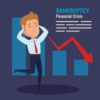 crise financeira falência banner vetor
