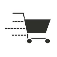 ícone de silhueta de mercado de carrinho de compras de entrega vetor