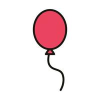 feliz aniversário balão vermelho decoração celebração linha de festa e estilo de preenchimento vetor