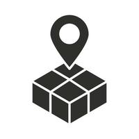 ícone de silhueta de localização de ponteiro de mapa de caixa de entrega vetor