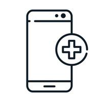 ícone de linha de serviço online para smartphone médico de saúde vetor