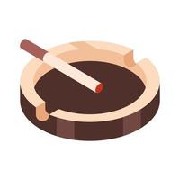cigarro aceso está no ícone do cinzeiro isométrico