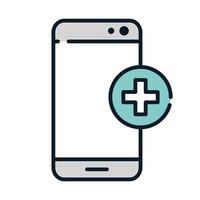 linha de serviço on-line para smartphone médico de saúde e preencher vetor