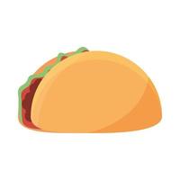 menu de comida rápida de taco mexicano no ícone plano dos desenhos animados vetor