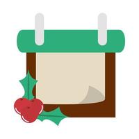desenho animado calendário de feliz natal holly berry decoração plana ícone vetor