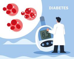 medidor de diabetes e médico vetor