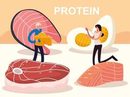 pessoas e alimentos proteicos vetor