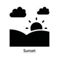 pôr do sol vetor sólido ícone Projeto ilustração. natureza e ecologia símbolo em branco fundo eps 10 Arquivo