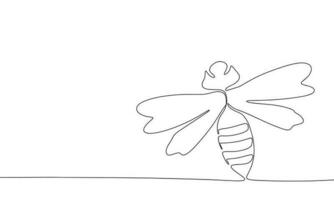 1 linha contínuo vespa. conceito mínimo inseto bandeira. linha arte, silhueta, contorno, vetor ilustração.