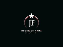 monograma círculo jf Estrela logotipo projeto, luxo jf real logotipo ícone vetor