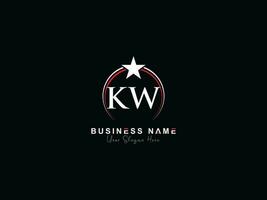 alfabeto círculo kw logotipo estrela, inicial luxo kw carta logotipo modelo vetor