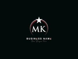 monograma círculo mk luxo logotipo, criativo Estrela mk logotipo carta ícone vetor
