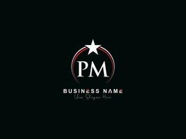 minimalista círculo PM logotipo ícone, criativo PM luxo Estrela logotipo carta vetor