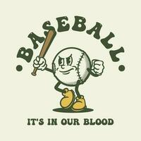 vetor beisebol vintage desenho animado