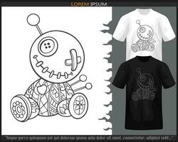 vodu boneca mandala artes isolado em Preto e branco t camisa. vetor