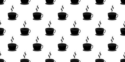 Preto branco quente café ou chá copo desatado padronizar vetor