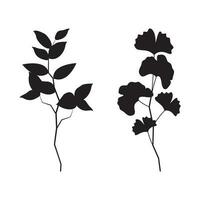 conjunto do silhueta galhos com folha dentro moderno estilo. vetor folhas isolado em branco fundo. mão desenhado decorativo botânico elementos