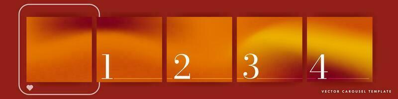 luxuoso laranja e vermelho gradiente carrossel de Anúncios modelo com números 1 para 4. desatado líquido fundo. vetor ilustração.