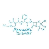 piperacilina antibiótico químico Fórmula e composição, conceito estrutural médico medicamento, isolado em branco fundo, vetor ilustração.