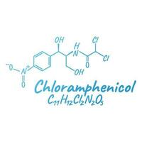 cloranfenicol antibiótico químico Fórmula e composição, conceito estrutural médico medicamento, isolado em branco fundo, vetor ilustração.