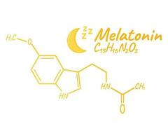 humano hormônio melatonina conceito químico esquelético Fórmula ícone rótulo, texto Fonte vetor ilustração, isolado em branco. periódico elemento mesa.