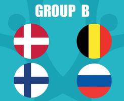 times de futebol europeu 2020. grupo b países bandeiras bélgica rússia dinamarquês finlândia. final de futebol europeu vetor