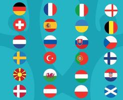 futebol europeu 2020. países europeus de final.flags vetor