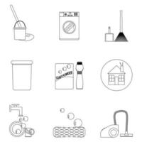 lavanderia e limpeza casa ícone conjunto linha. vácuo e higiene, saneamento limpar. vetor ilustração