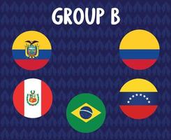 América latina futebol 2020 times.grupo b países bandeiras equador peru colômbia venezuela brasil.america latina futebol final