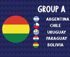 times de futebol da América Latina 2020.grupo a bandeira da bolívia. final do futebol americano da latina vetor