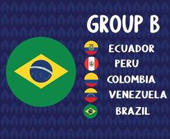 América Latina futebol 2020 times.group b brazil flag.america latine soccer final vetor