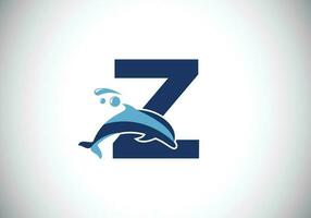 inicial alfabeto com uma golfinho logotipo Projeto. água animal ícone. Fonte emblema. moderno vetor logótipo para o negócio e companhia identidade.
