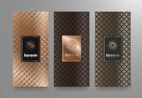 vetor definido modelos de embalagens com textura diferente para produtos de luxo. design de logotipo com estilo linear moderno.